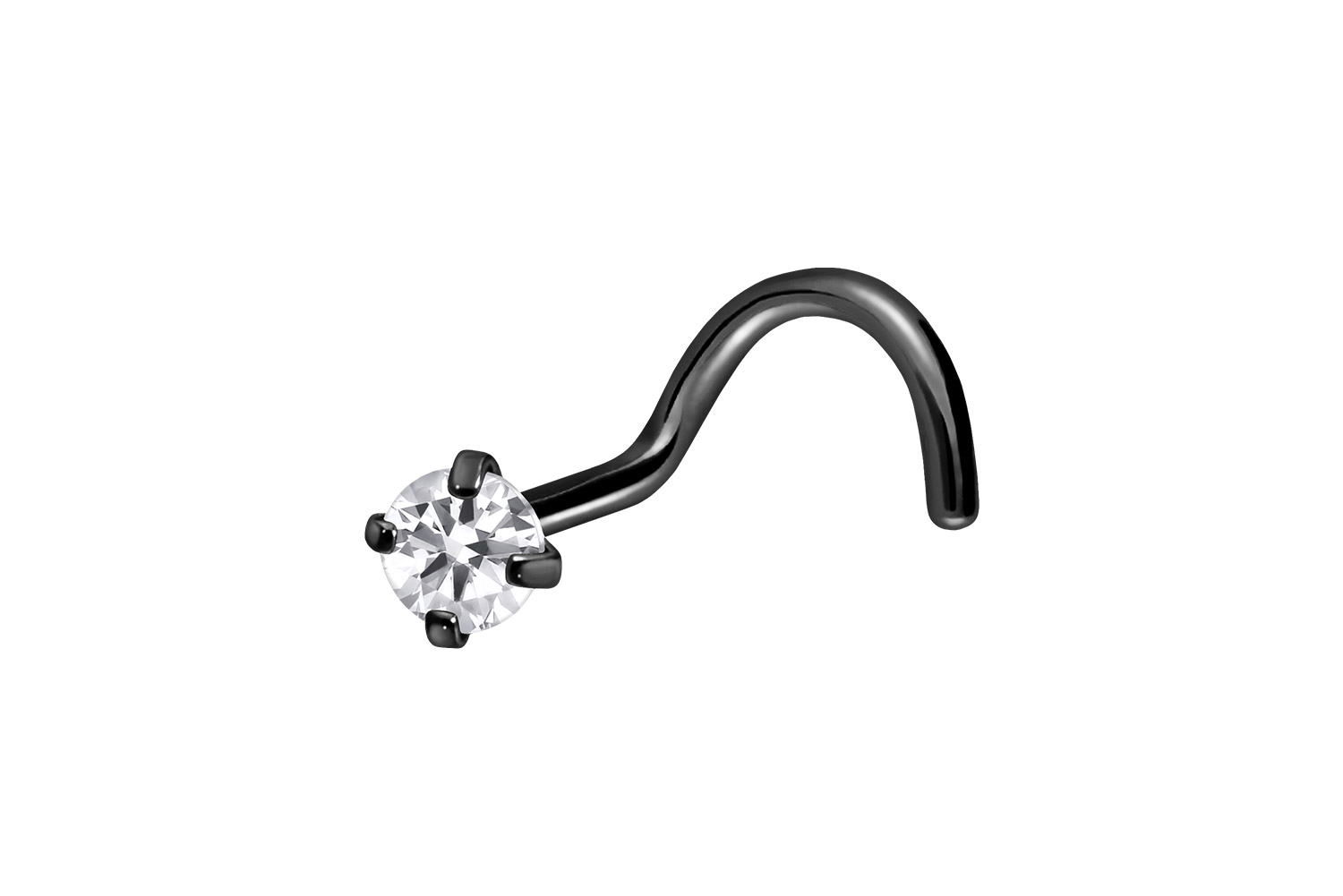 Titan Nasenstecker Nasenpiercing Spirale EINGEFASSTER KRISTALL